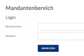 Screenshot Mandantenbereich Login